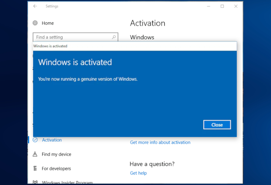 Windows is activated