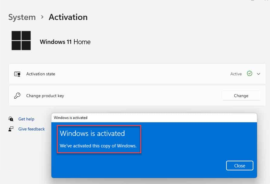 Windows is activated
